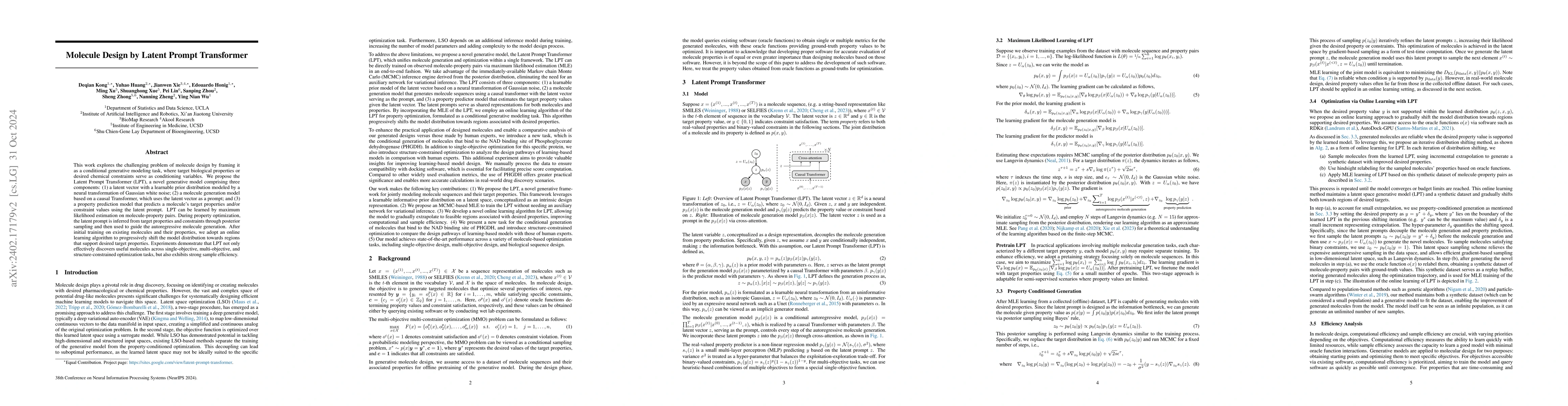Thumbnail for Dual-Space Optimization: Improved Molecule Sequence Design by Latent
  Prompt Transformer