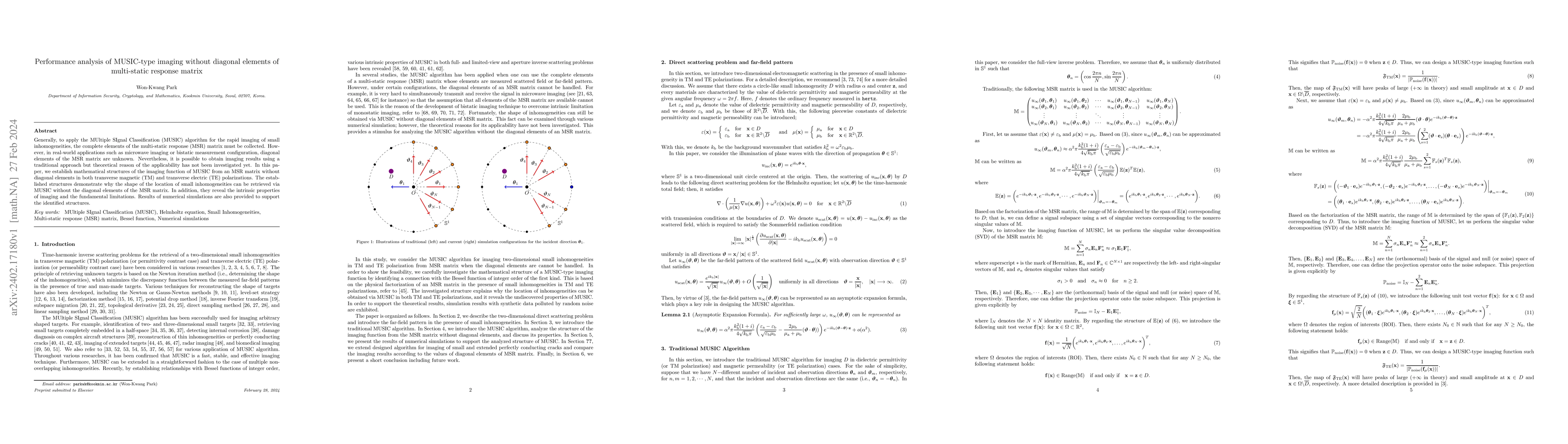 Thumbnail for Performance analysis of MUSIC-type imaging without diagonal elements of
  multi-static response matrix