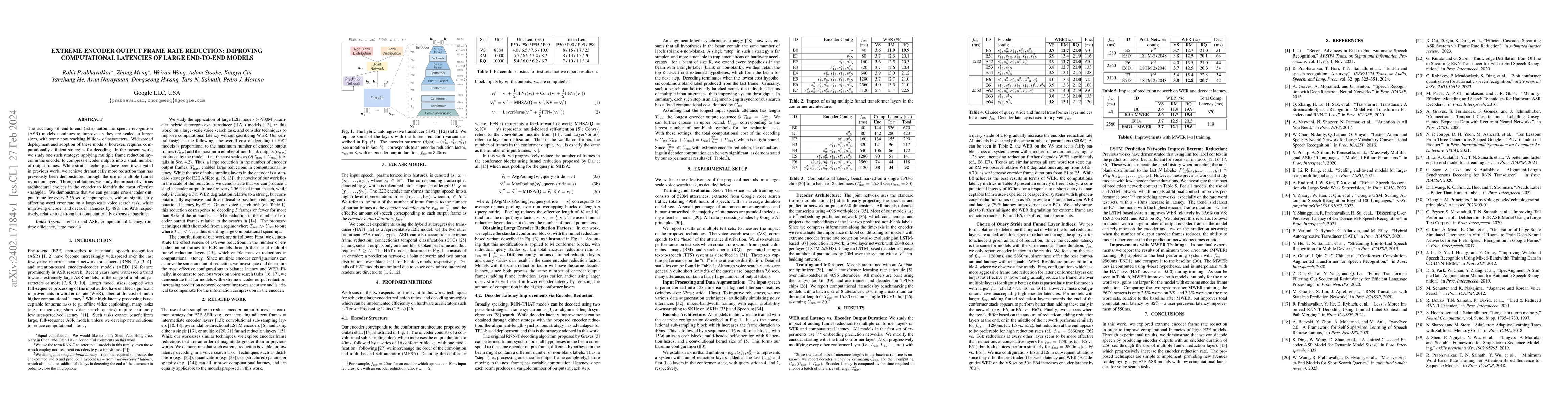 Thumbnail for Extreme Encoder Output Frame Rate Reduction: Improving Computational
  Latencies of Large End-to-End Models