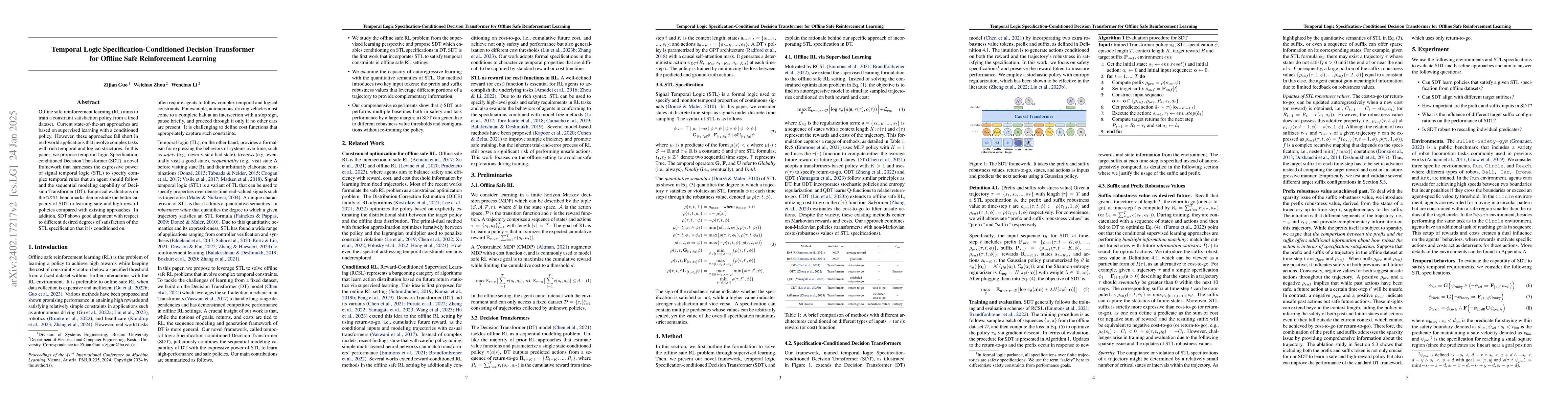 Thumbnail for Temporal Logic Specification-Conditioned Decision Transformer for
  Offline Safe Reinforcement Learning