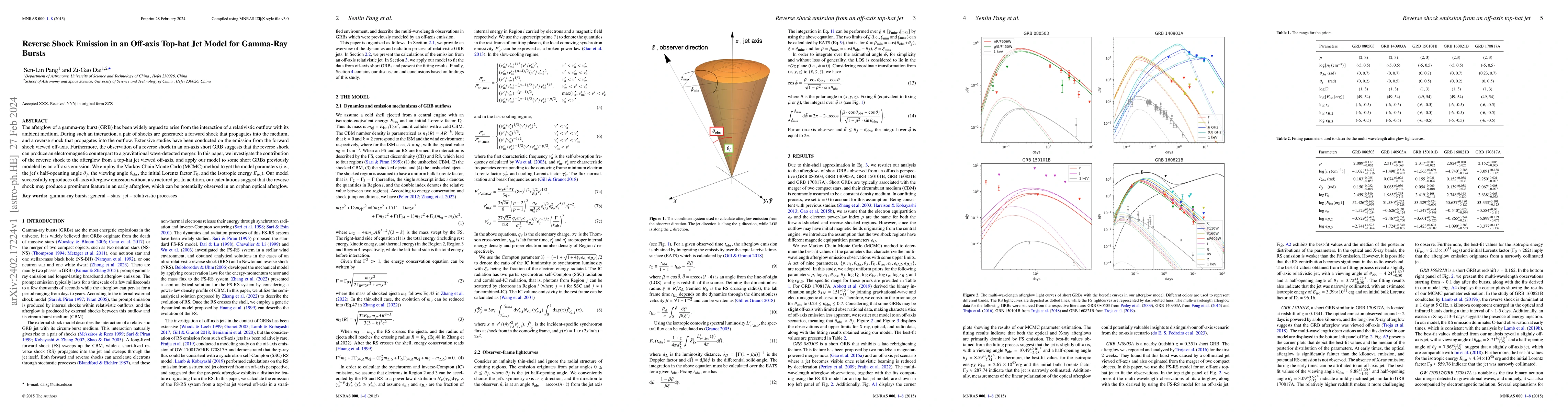 Thumbnail for Reverse Shock Emission in an Off-axis Top-hat Jet Model for Gamma-Ray
  Bursts