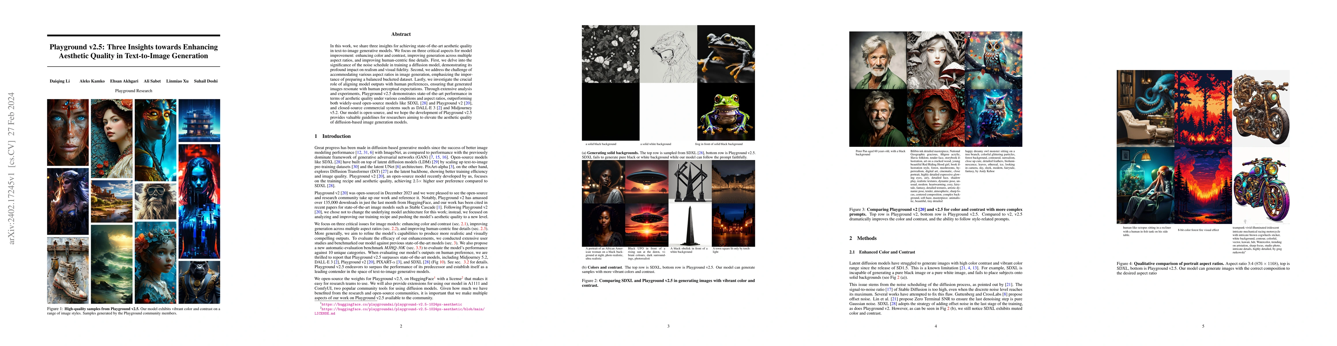 Thumbnail for Playground v2.5: Three Insights towards Enhancing Aesthetic Quality in
  Text-to-Image Generation