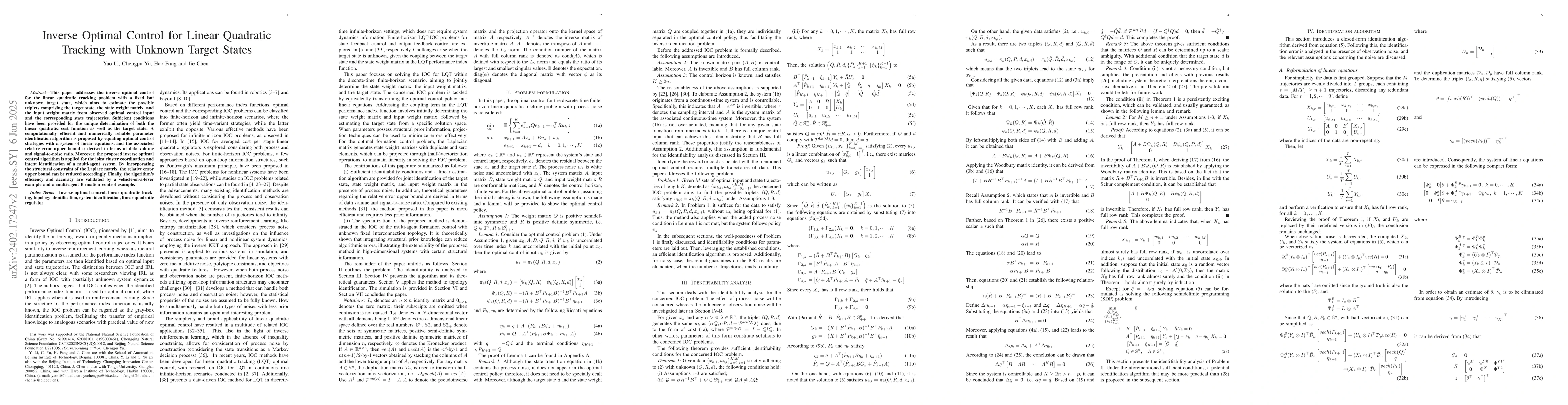 Thumbnail for Inverse Optimal Control for Linear Quadratic Tracking with Unknown
  Target States