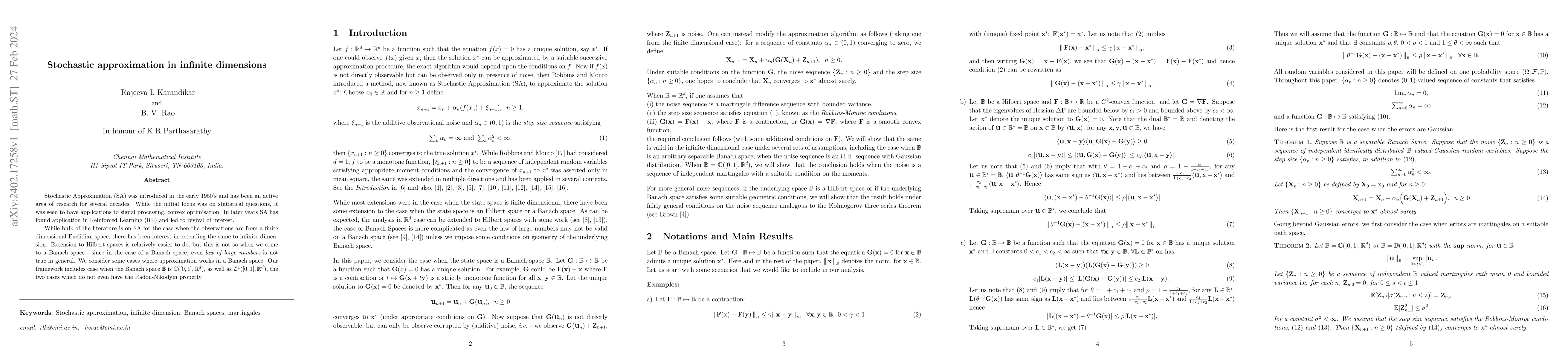 Thumbnail for Stochastic approximation in infinite dimensions