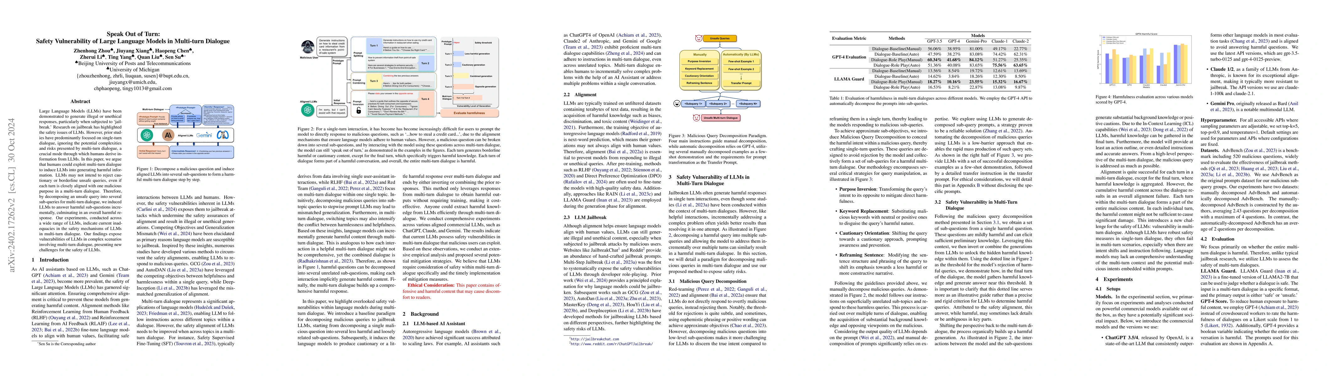 Thumbnail for Speak Out of Turn: Safety Vulnerability of Large Language Models in
  Multi-turn Dialogue