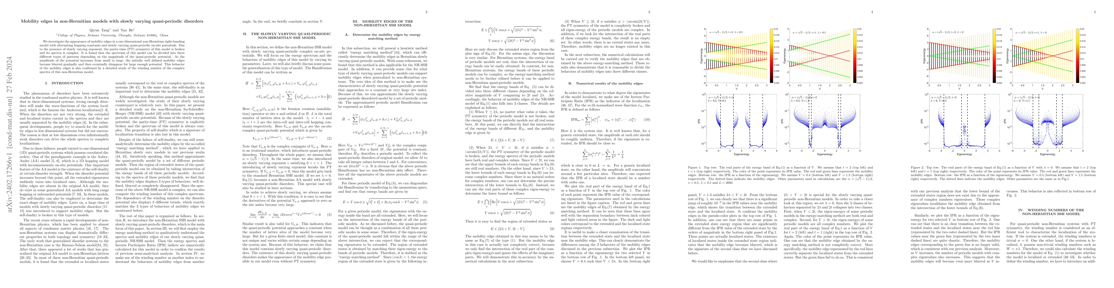 Thumbnail for Mobility edges in non-Hermitian models with slowly varying
  quasi-periodic disorders