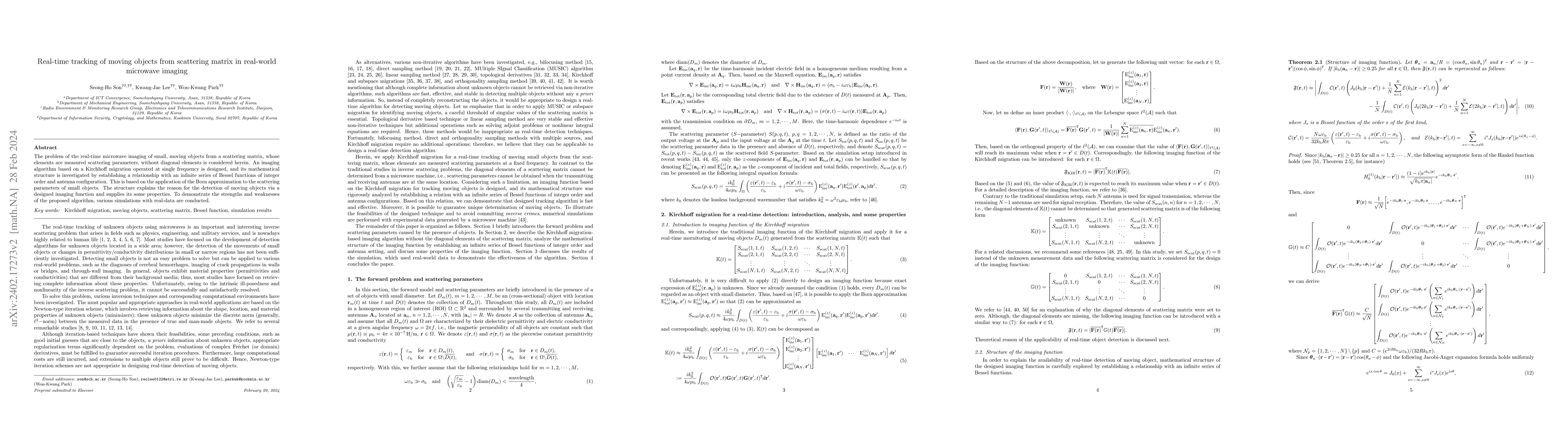 Thumbnail for Real-time tracking of moving objects from scattering matrix in
  real-world microwave imaging