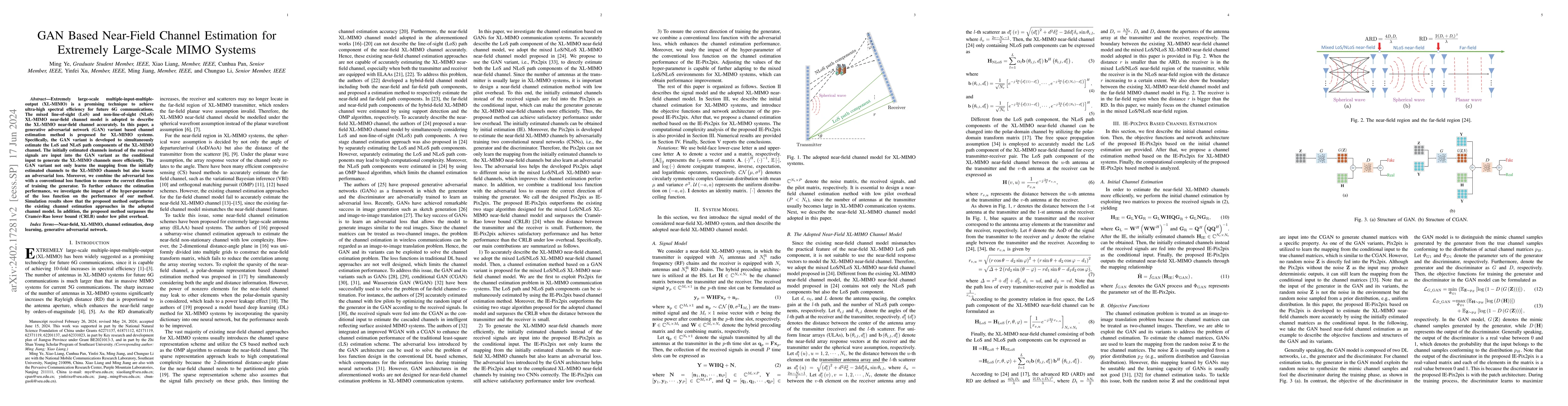 Thumbnail for GAN Based Near-Field Channel Estimation for Extremely Large-Scale MIMO
  Systems