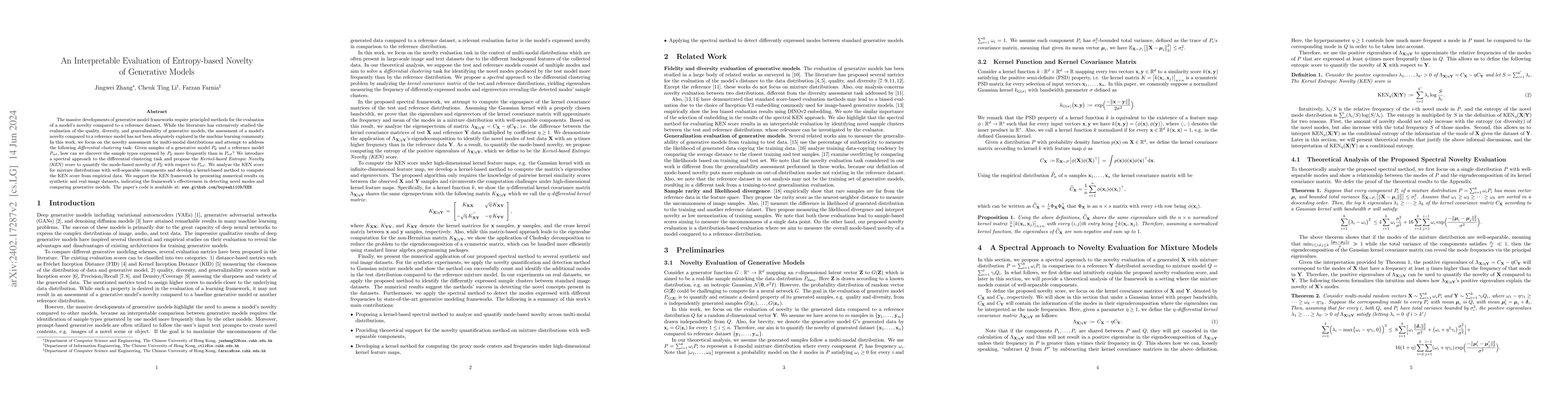 Thumbnail for An Interpretable Evaluation of Entropy-based Novelty of Generative
  Models