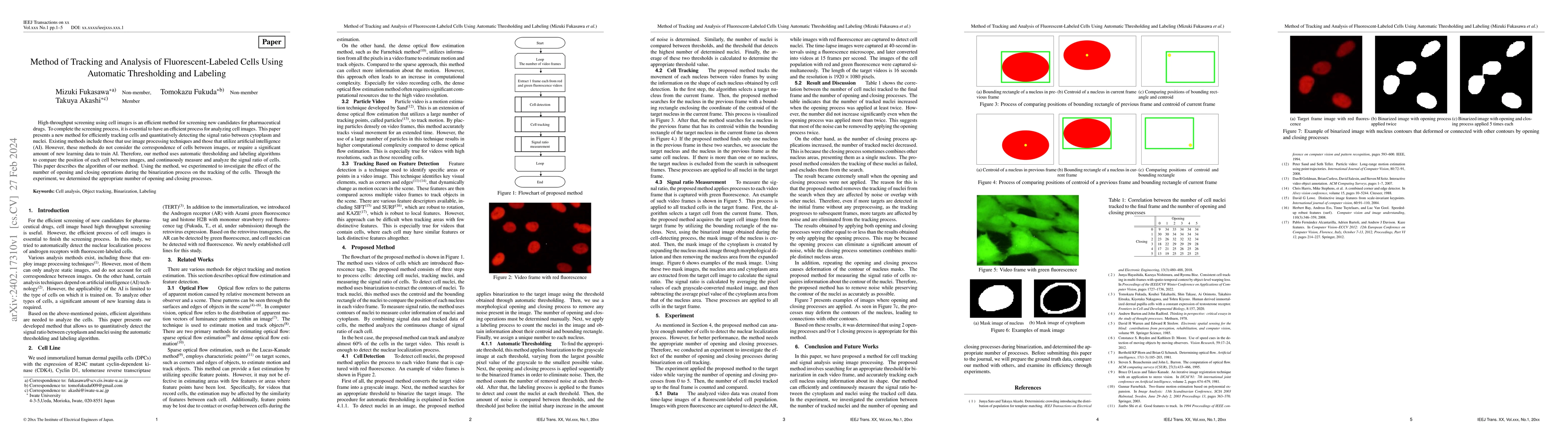 Thumbnail for Method of Tracking and Analysis of Fluorescent-Labeled Cells Using
  Automatic Thresholding and Labeling