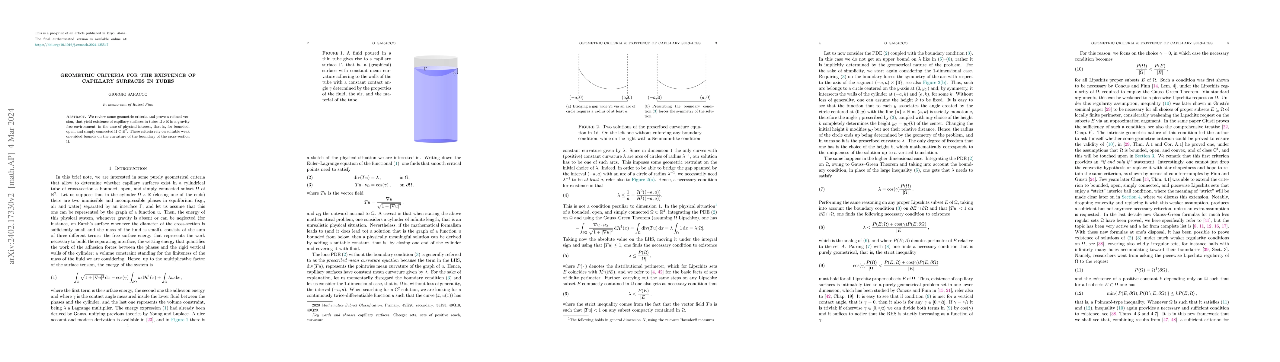 Thumbnail for Geometric criteria for the existence of capillary surfaces in tubes