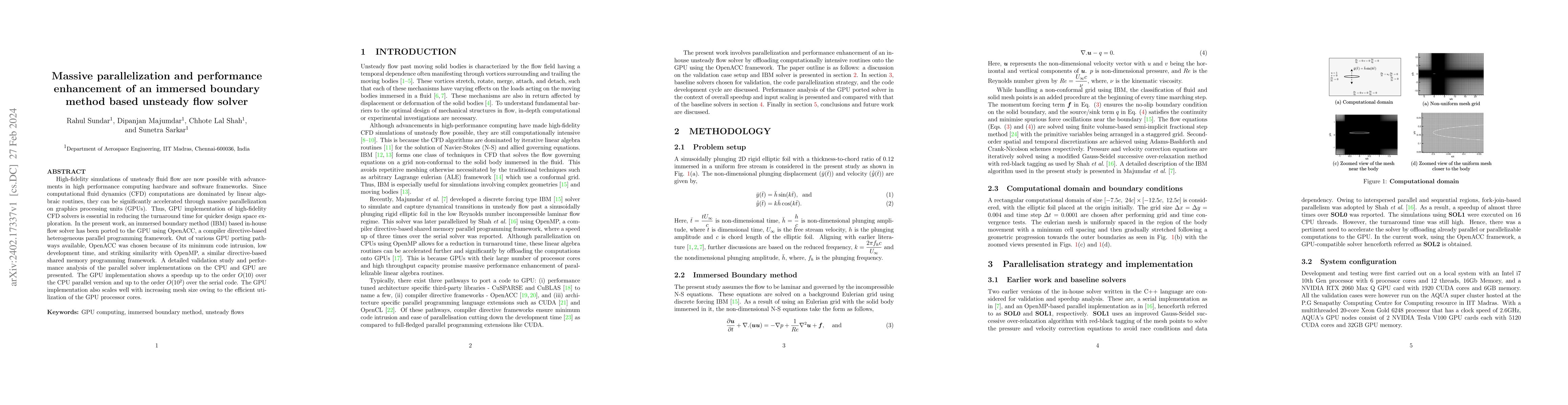 Thumbnail for Massive parallelization and performance enhancement of an immersed
  boundary method based unsteady flow solver