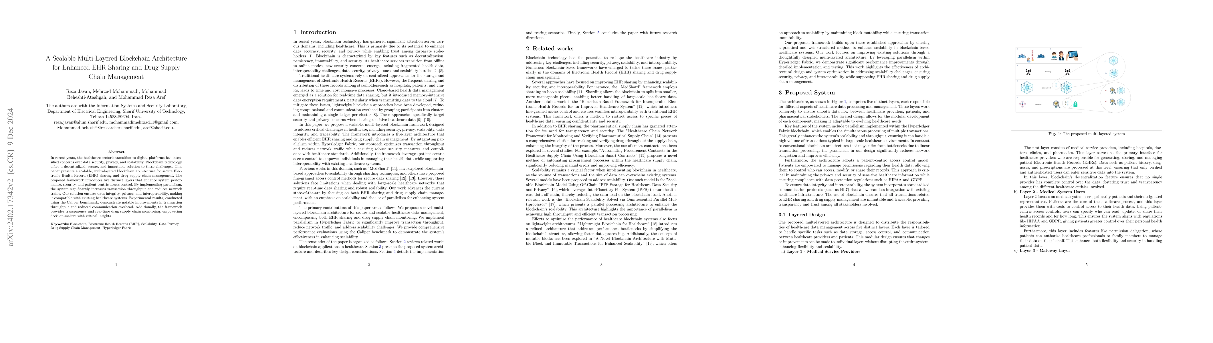 Thumbnail for A Scalable Multi-Layered Blockchain Architecture for Enhanced EHR
  Sharing and Drug Supply Chain Management