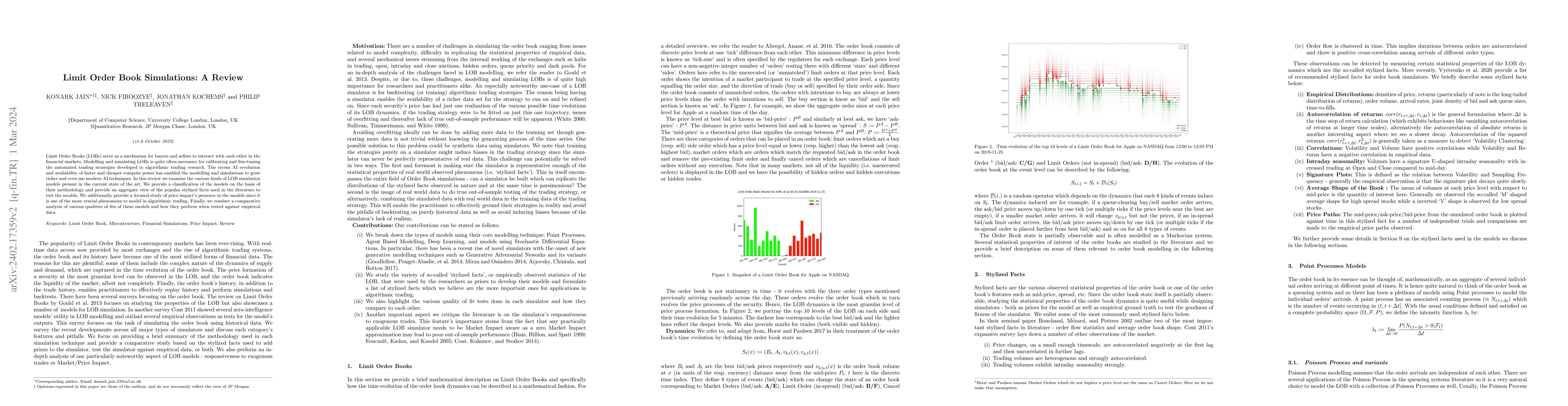 Thumbnail for Limit Order Book Simulations: A Review
