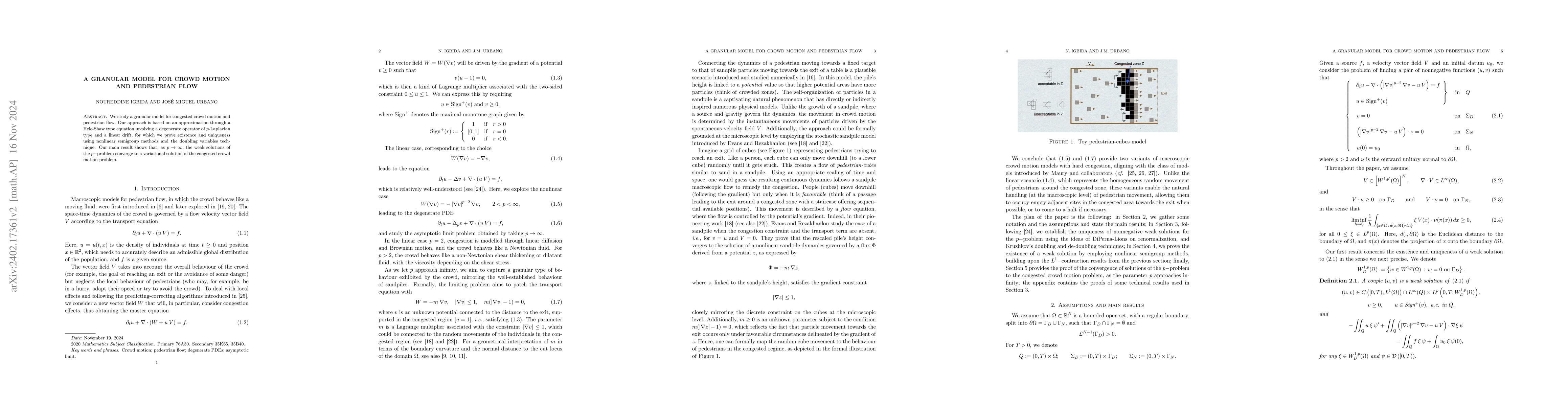 Thumbnail for A granular model for crowd motion and pedestrian flow