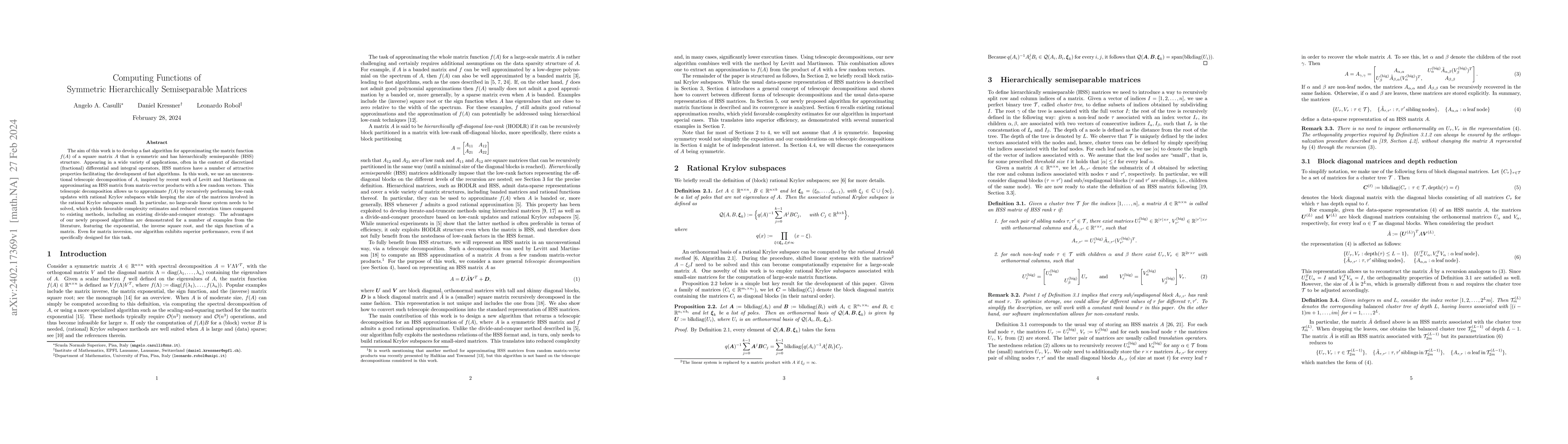 Thumbnail for Computing Functions of Symmetric Hierarchically Semiseparable Matrices