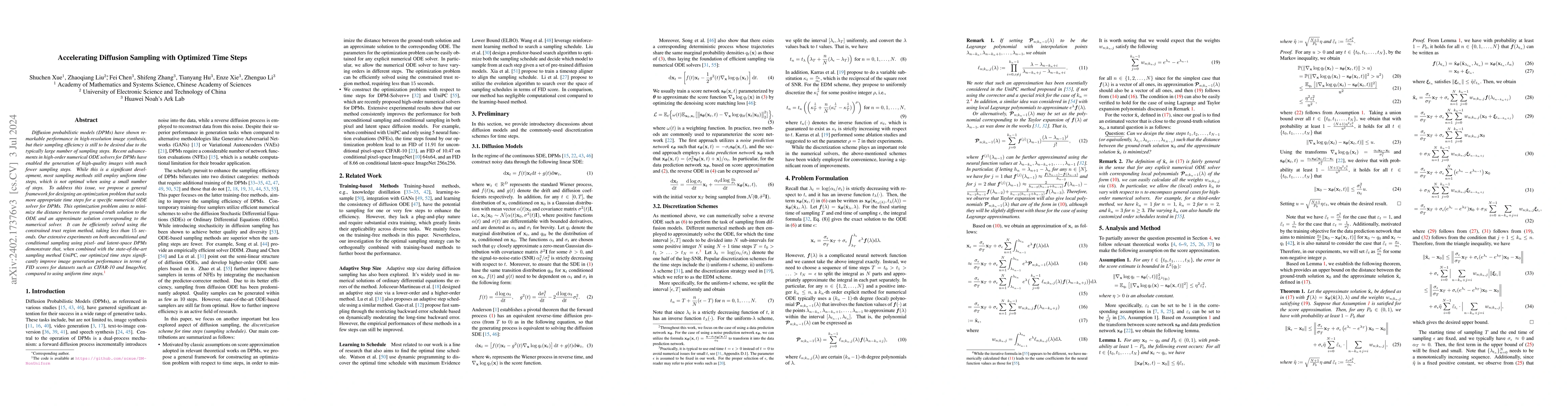 Thumbnail for Accelerating Diffusion Sampling with Optimized Time Steps