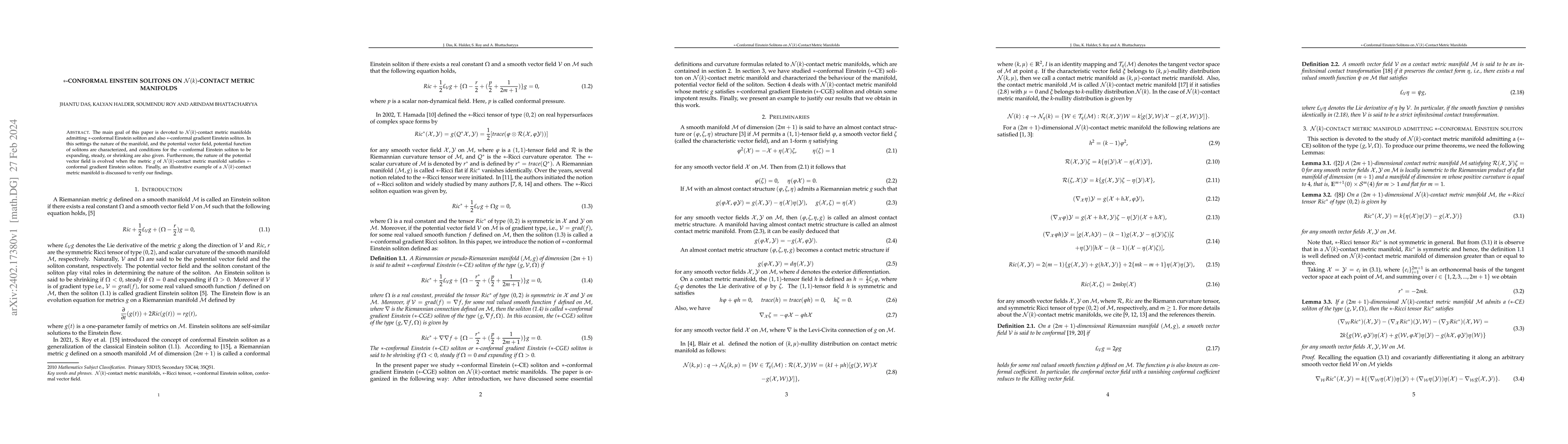 Thumbnail for $\ast$-conformal Einstein solitons on N(k)-contact metric manifolds