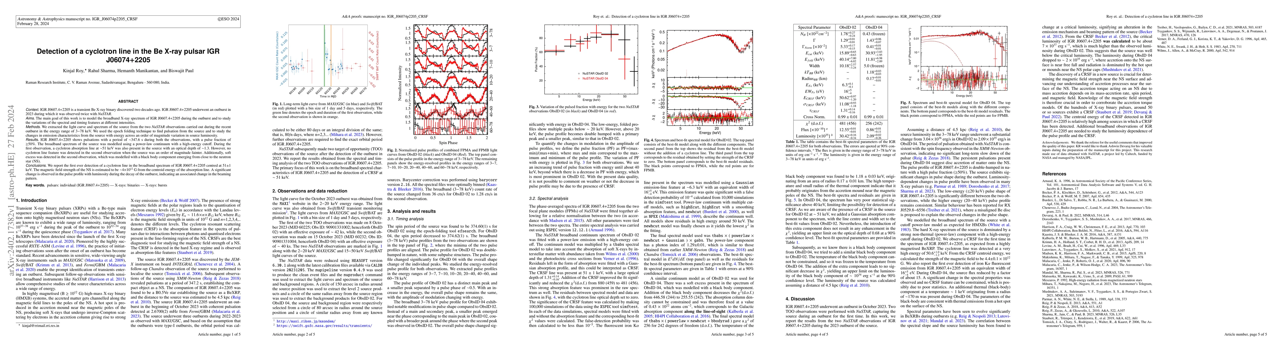 Thumbnail for Detection of a cyclotron line in the Be X-ray pulsar IGR J06074$+$2205
