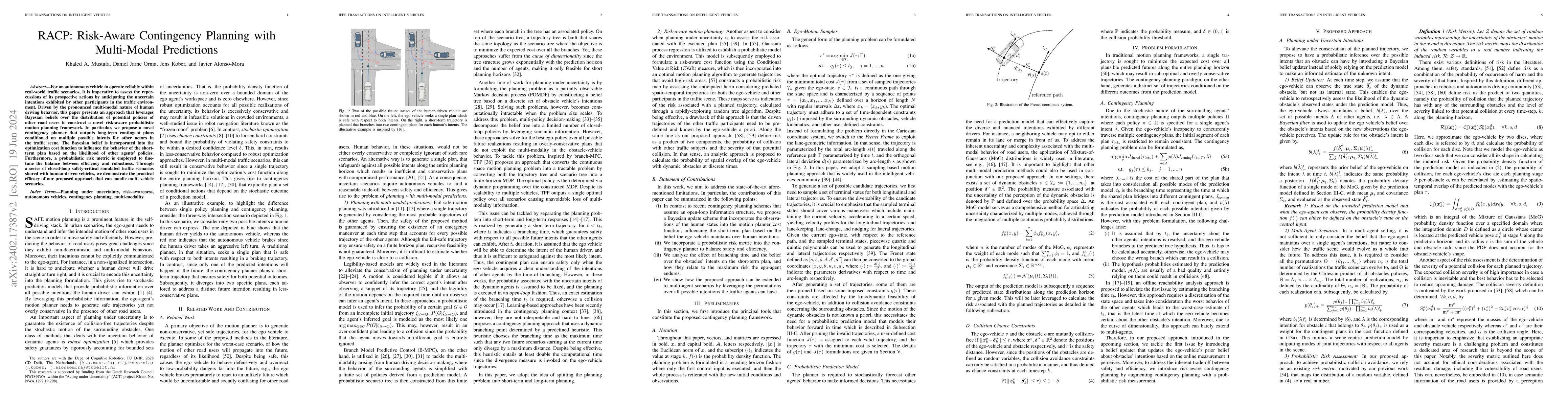 Thumbnail for RACP: Risk-Aware Contingency Planning with Multi-Modal Predictions