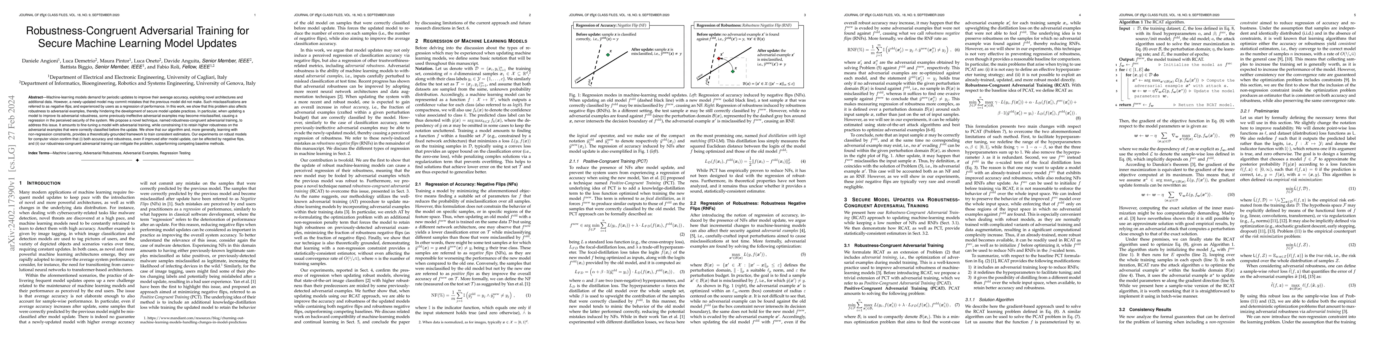 Thumbnail for Robustness-Congruent Adversarial Training for Secure Machine Learning
  Model Updates