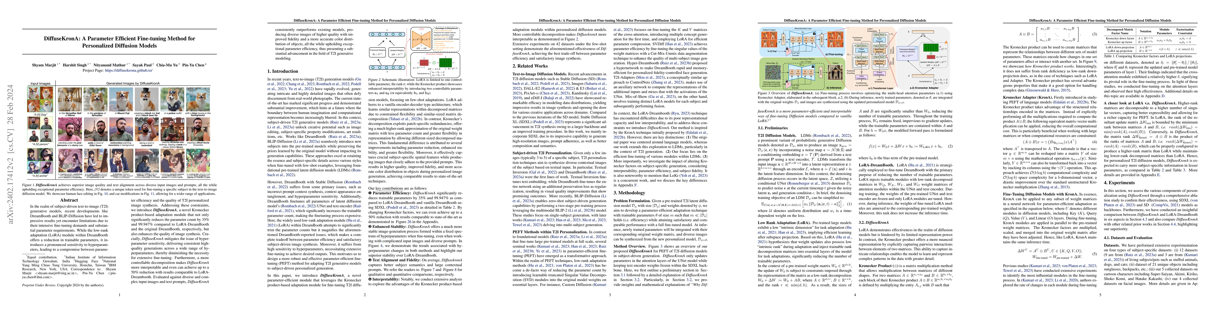 Thumbnail for DiffuseKronA: A Parameter Efficient Fine-tuning Method for Personalized
  Diffusion Models