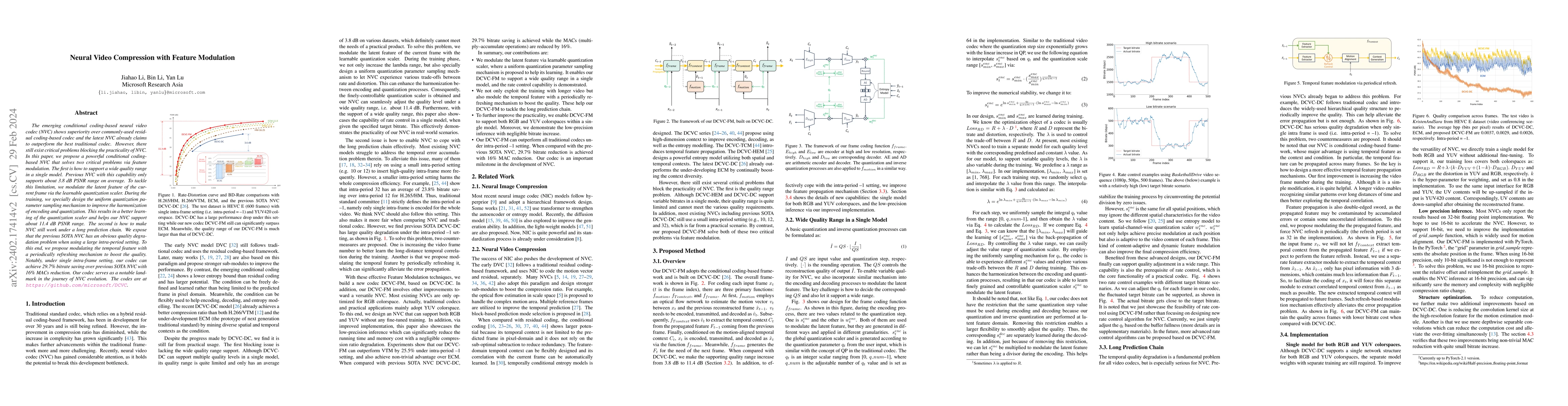 Thumbnail for Neural Video Compression with Feature Modulation