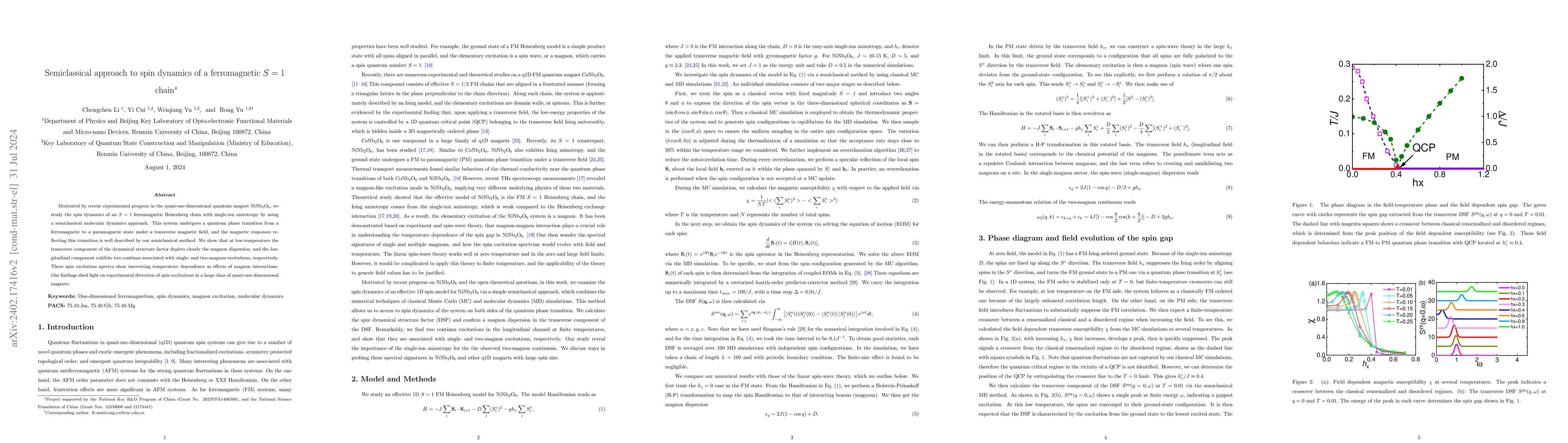 Thumbnail for Semiclassical approach to spin dynamics of a ferromagnetic S=1 chain