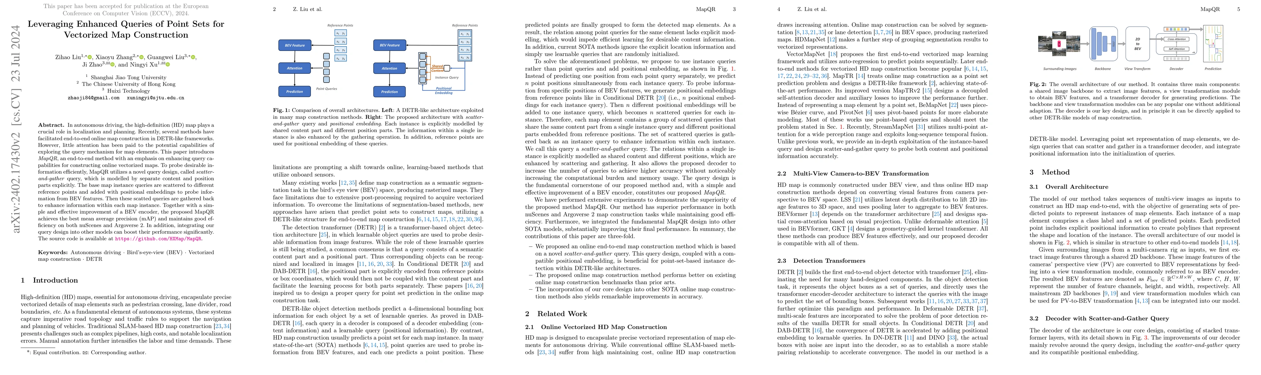 Thumbnail for Leveraging Enhanced Queries of Point Sets for Vectorized Map
  Construction