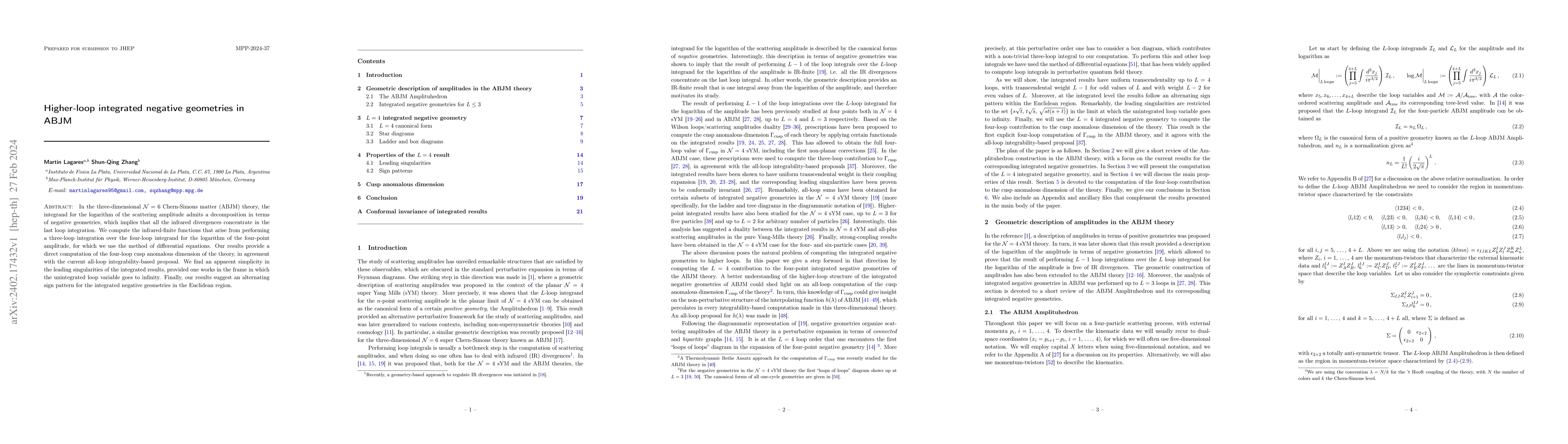 Thumbnail for Higher-loop integrated negative geometries in ABJM