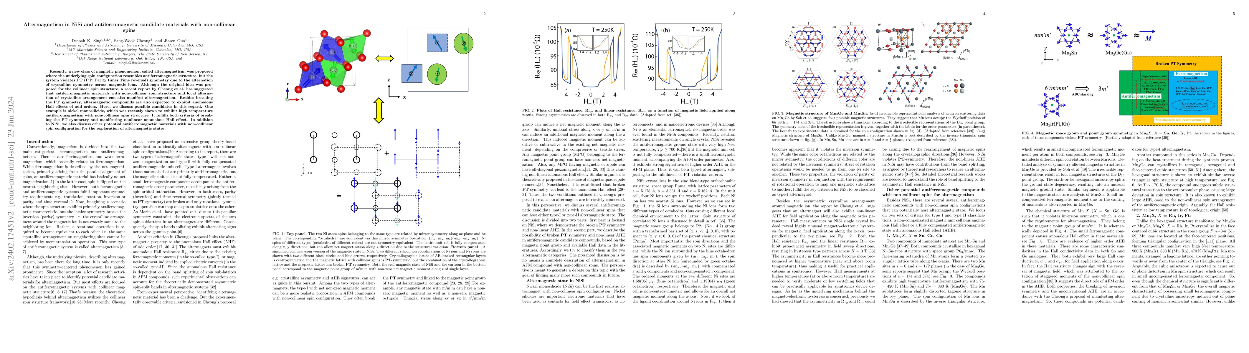 Thumbnail for Altermagnetism in NiSi and antiferromagnetic candidate materials with
  non-collinear spins