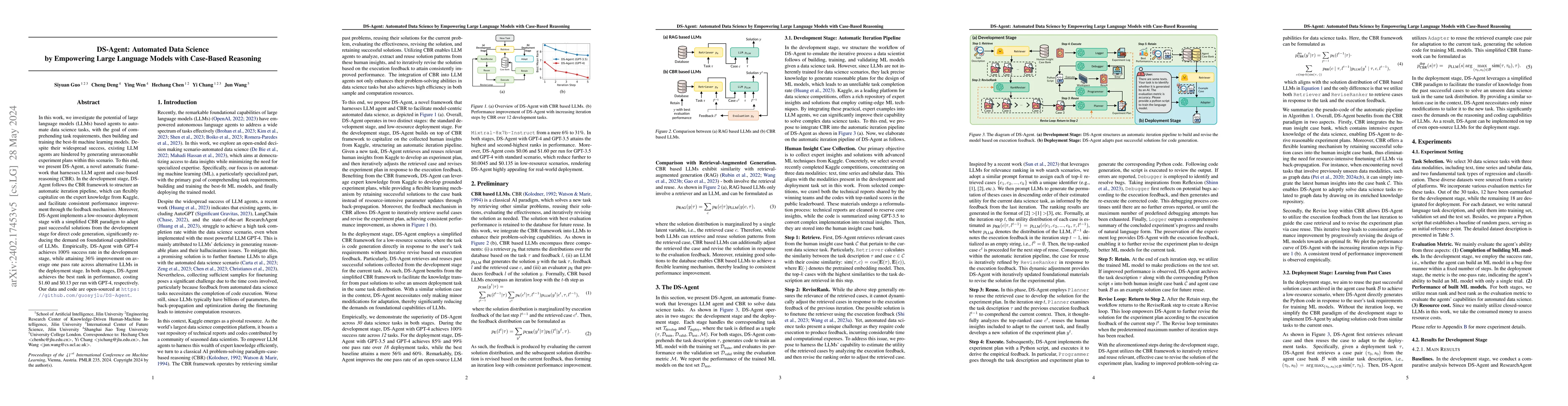 Thumbnail for DS-Agent: Automated Data Science by Empowering Large Language Models
  with Case-Based Reasoning