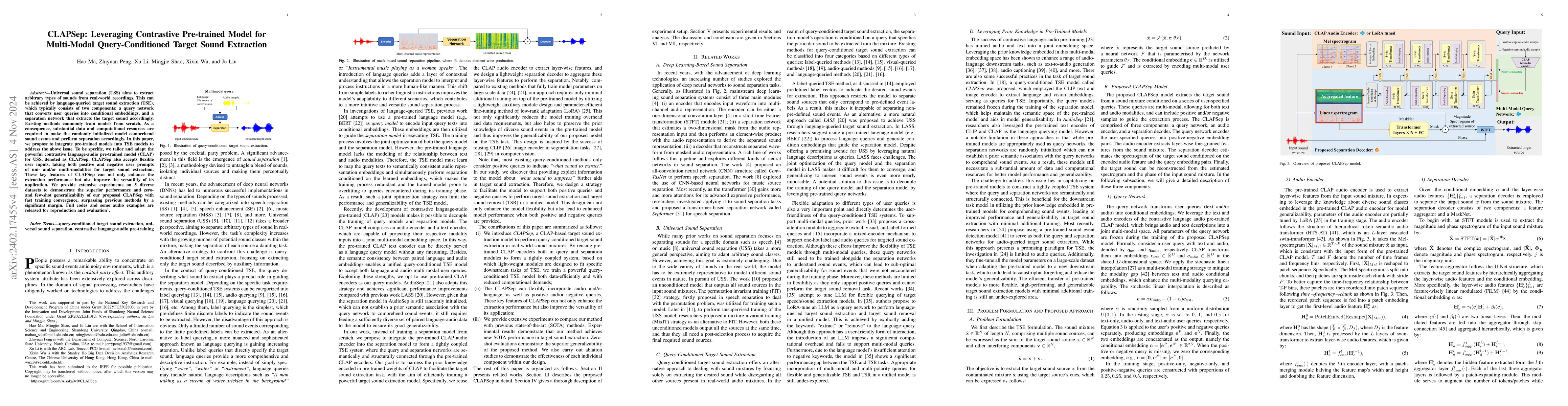 Thumbnail for CLAPSep: Leveraging Contrastive Pre-trained Model for Multi-Modal
  Query-Conditioned Target Sound Extraction