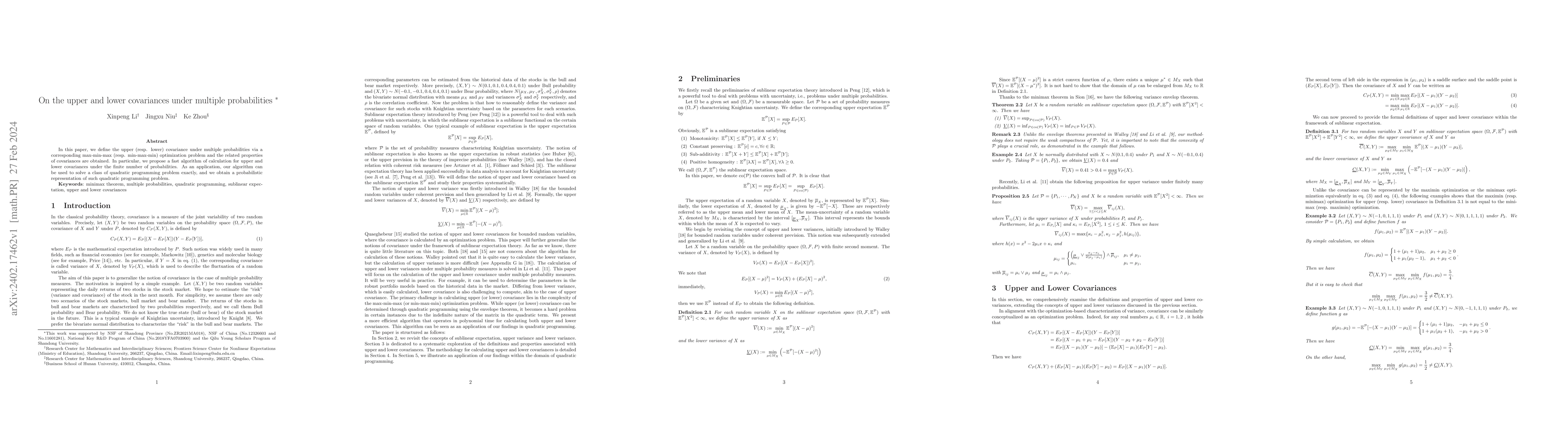 Thumbnail for On the upper and lower covariances under multiple probabilities