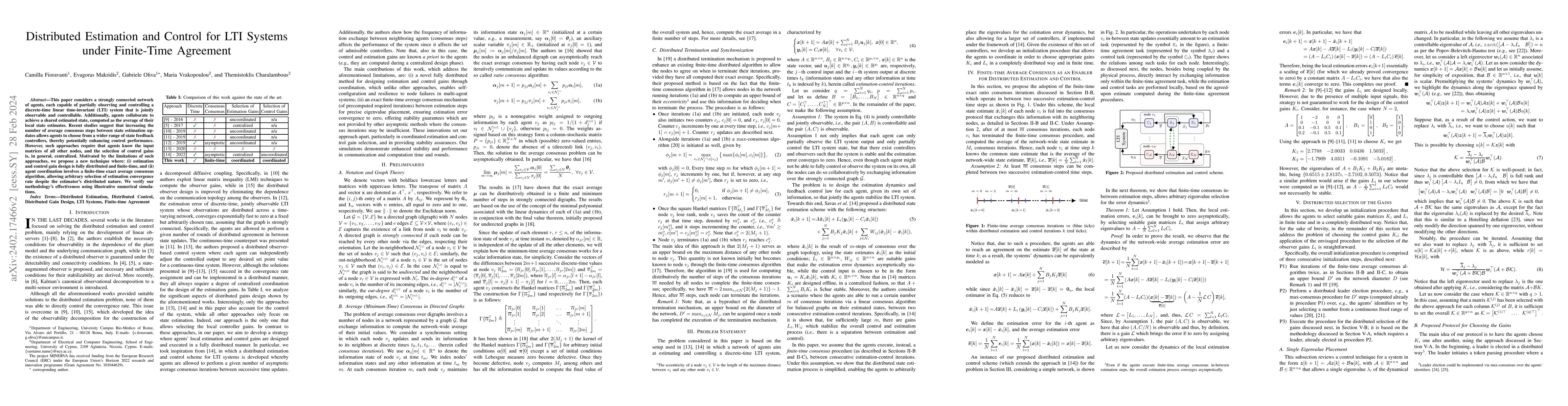 Thumbnail for Distributed Estimation and Control for LTI Systems under Finite-Time
  Agreement