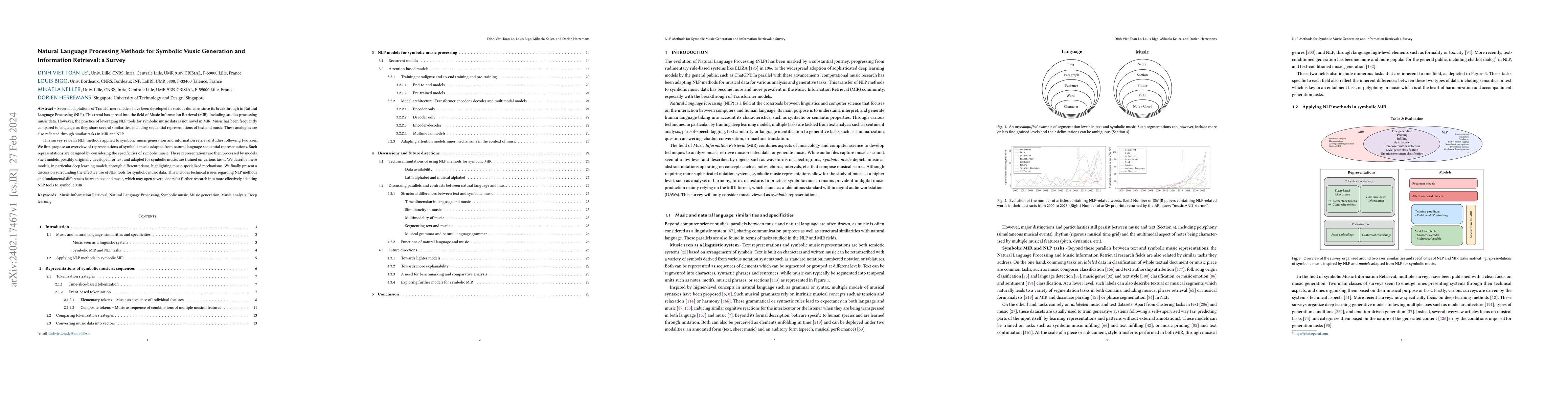 Thumbnail for Natural Language Processing Methods for Symbolic Music Generation and
  Information Retrieval: a Survey
