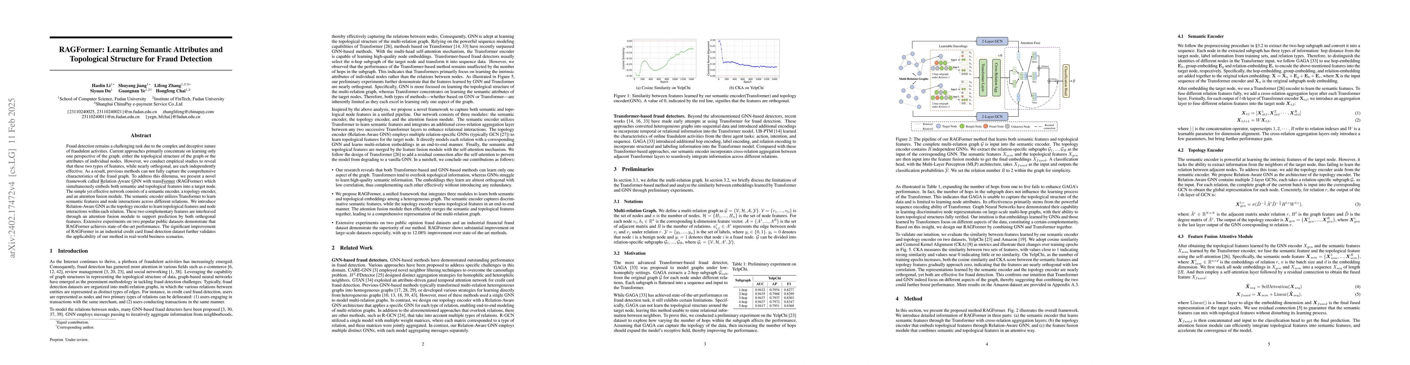 Thumbnail for RAGFormer: Learning Semantic Attributes and Topological Structure for
  Fraud Detection