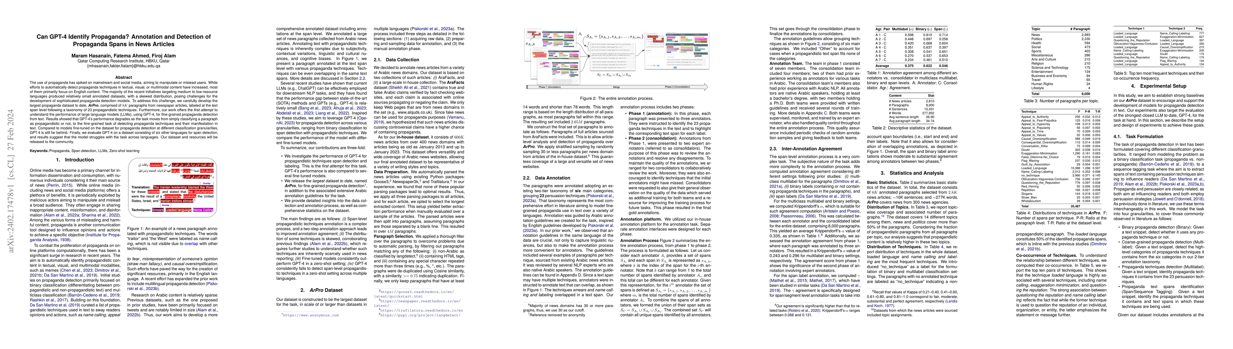 Thumbnail for Can GPT-4 Identify Propaganda? Annotation and Detection of Propaganda
  Spans in News Articles
