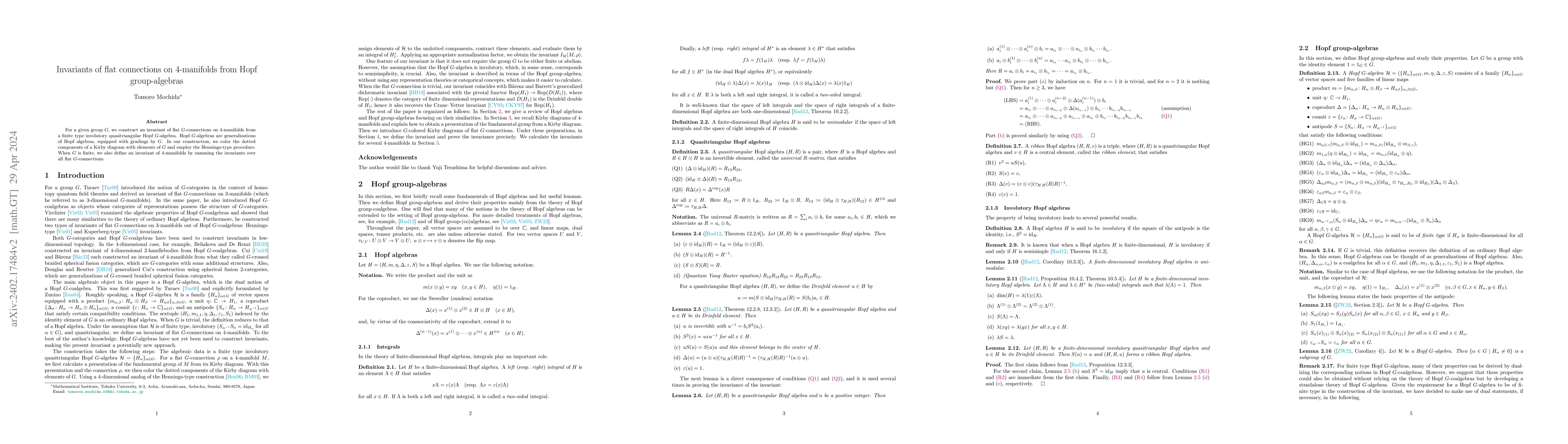 Thumbnail for Invariants of flat connections on 4-manifolds from Hopf group-algebras