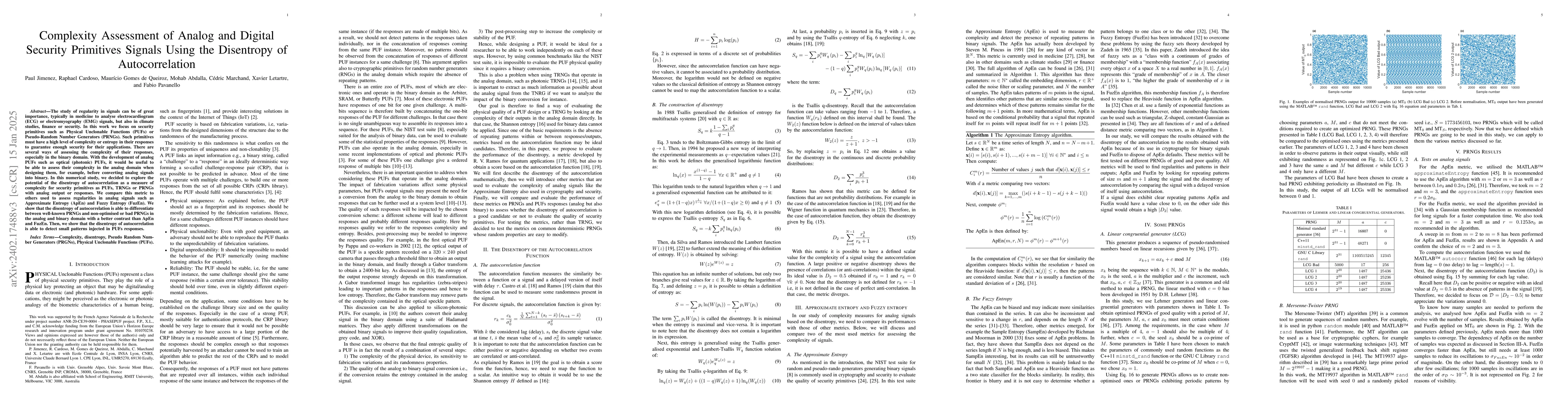 Thumbnail for Complexity Assessment of Analog Security Primitives Using the Disentropy
  of Autocorrelation