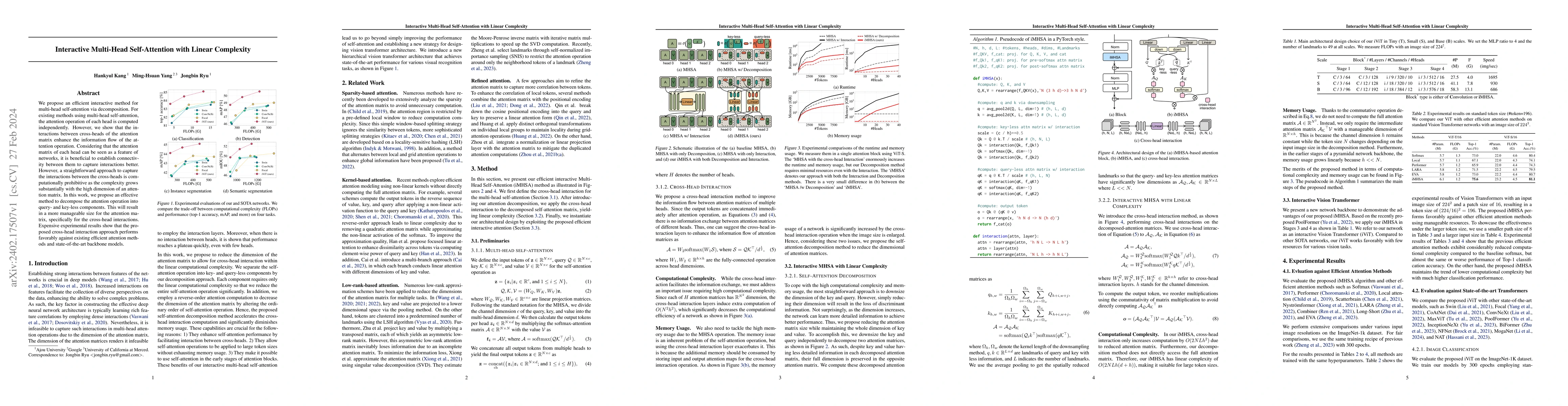 Thumbnail for Interactive Multi-Head Self-Attention with Linear Complexity
