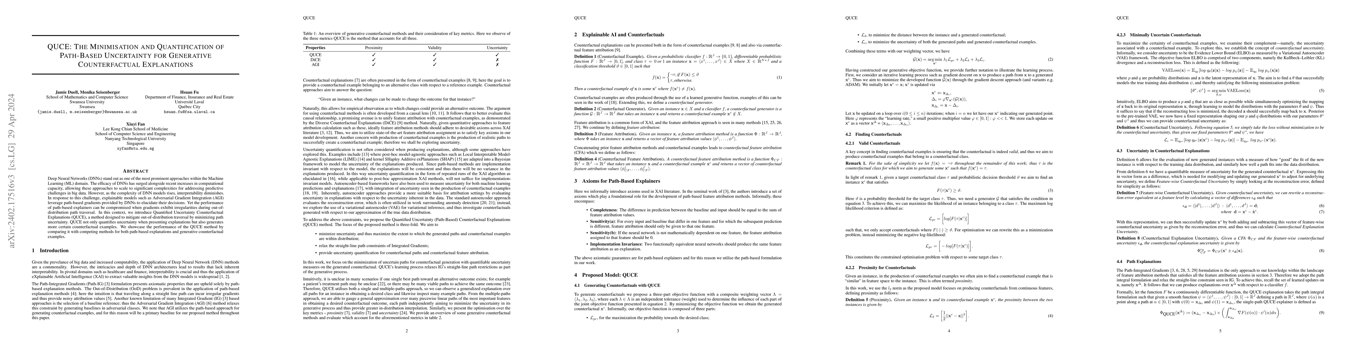 Thumbnail for QUCE: The Minimisation and Quantification of Path-Based Uncertainty for
  Generative Counterfactual Explanations