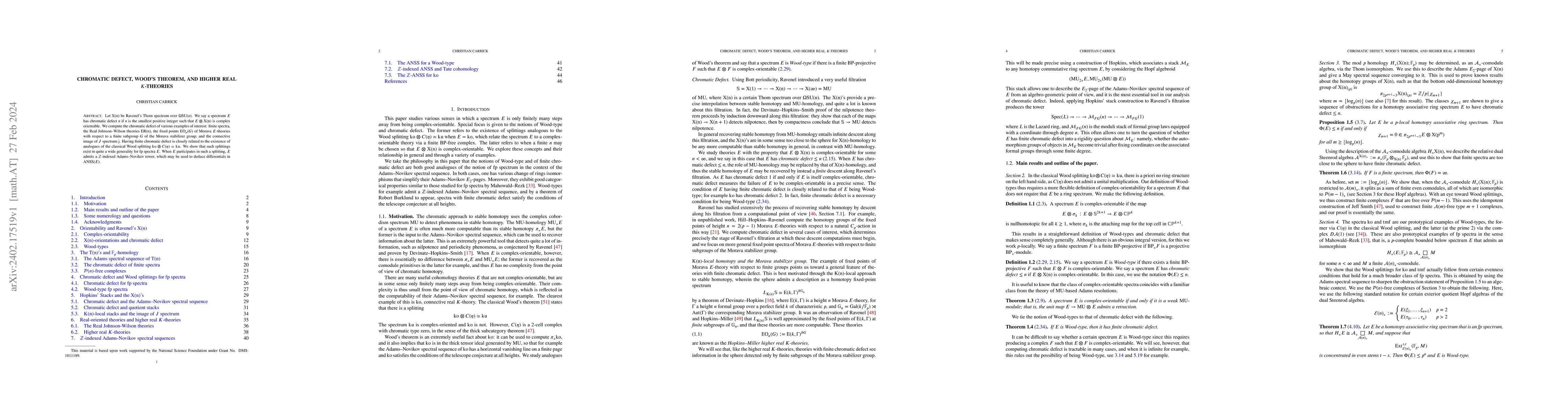 Thumbnail for Chromatic defect, Wood's theorem, and higher real $K$-theories