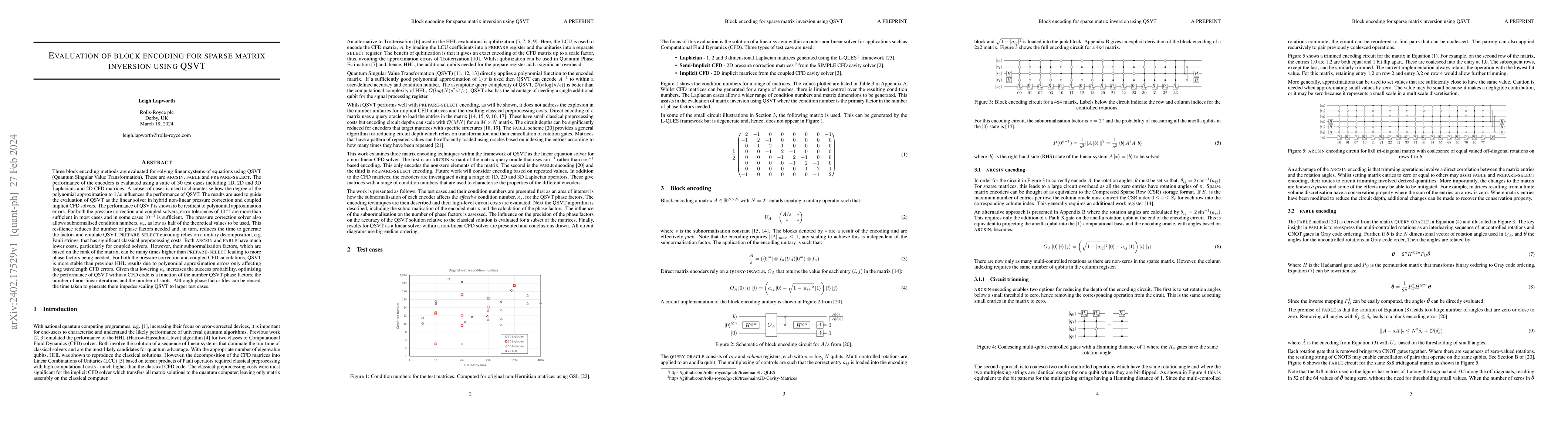 Thumbnail for Evaluation of block encoding for sparse matrix inversion using QSVT