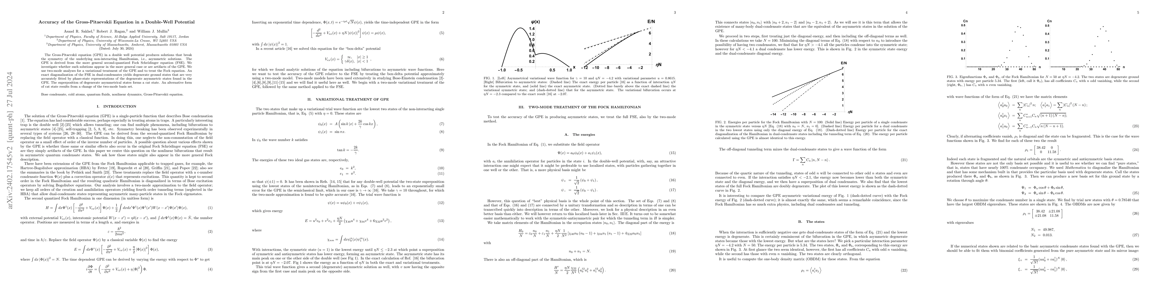 Thumbnail for Accuracy of the Gross-Pitaevskii Equation in a Double-Well Potential