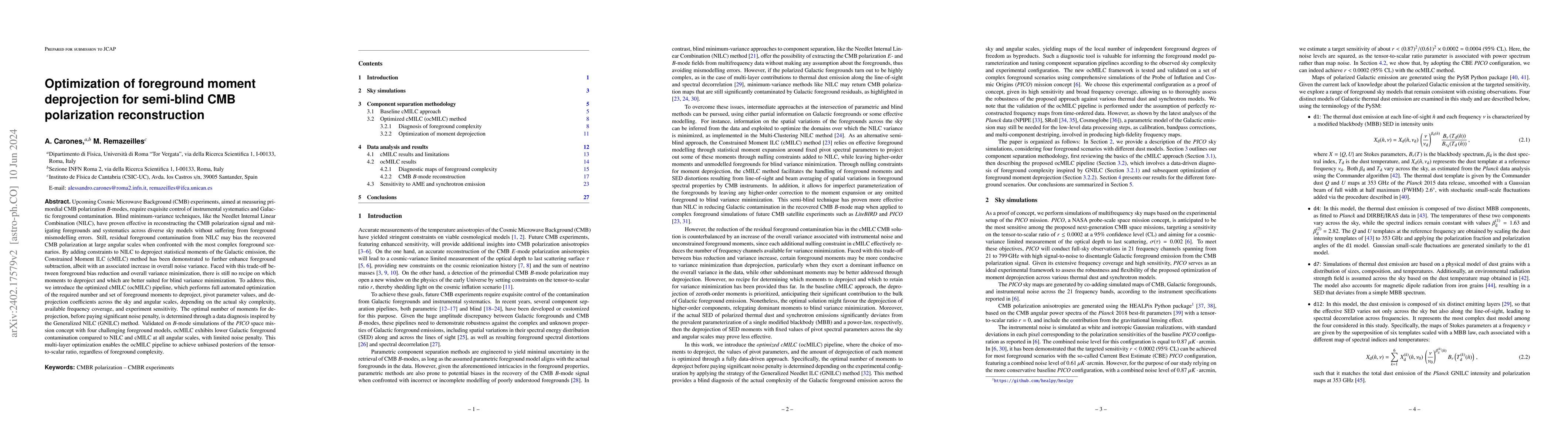 Thumbnail for Optimization of foreground moment deprojection for semi-blind CMB
  polarization reconstruction