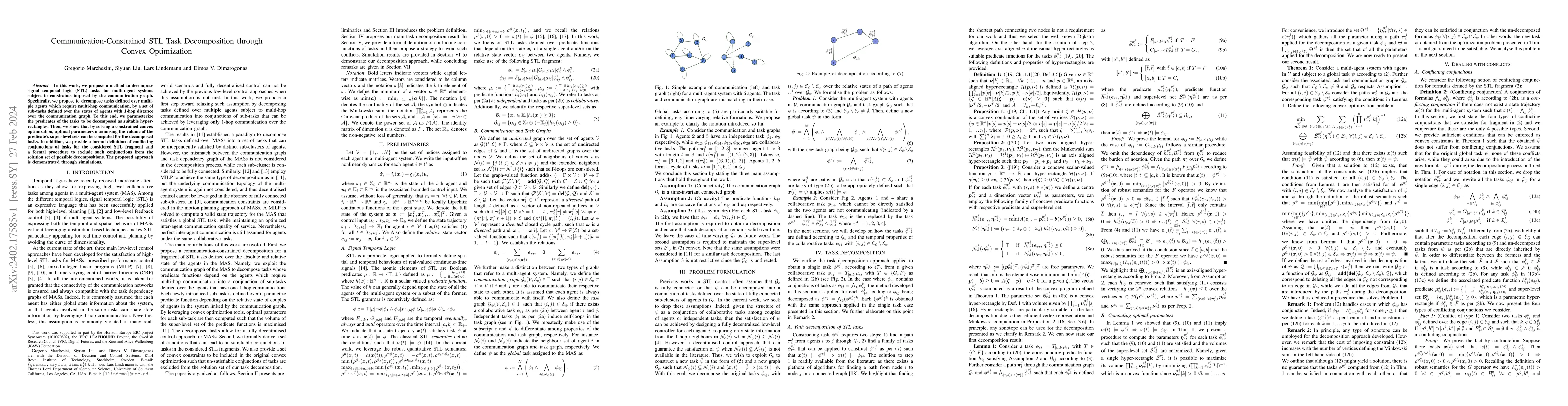 Thumbnail for Communication-Constrained STL Task Decomposition through Convex
  Optimization