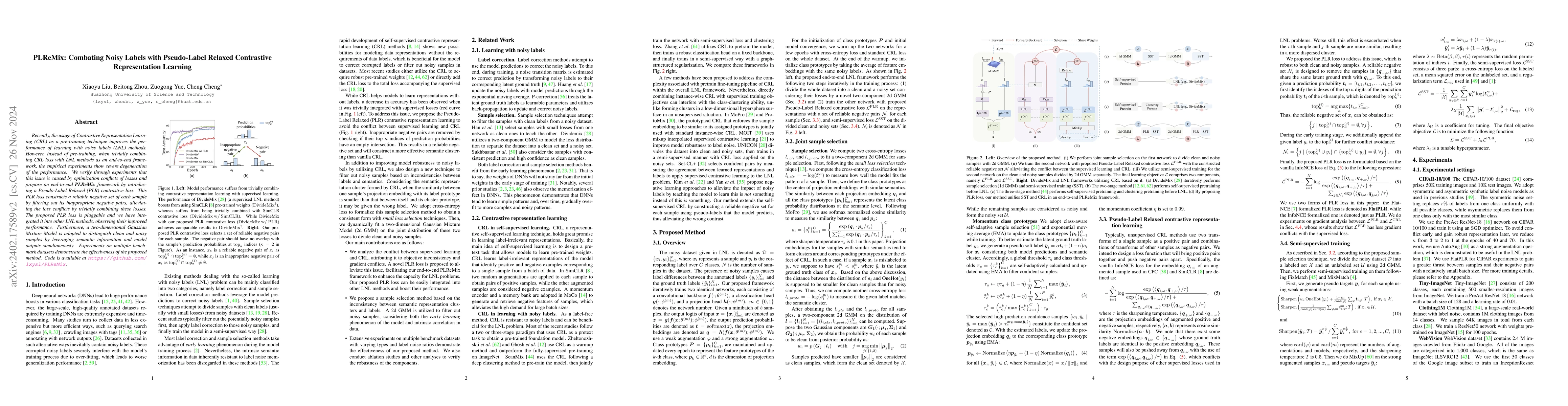 Thumbnail for PLReMix: Combating Noisy Labels with Pseudo-Label Relaxed Contrastive
  Representation Learning