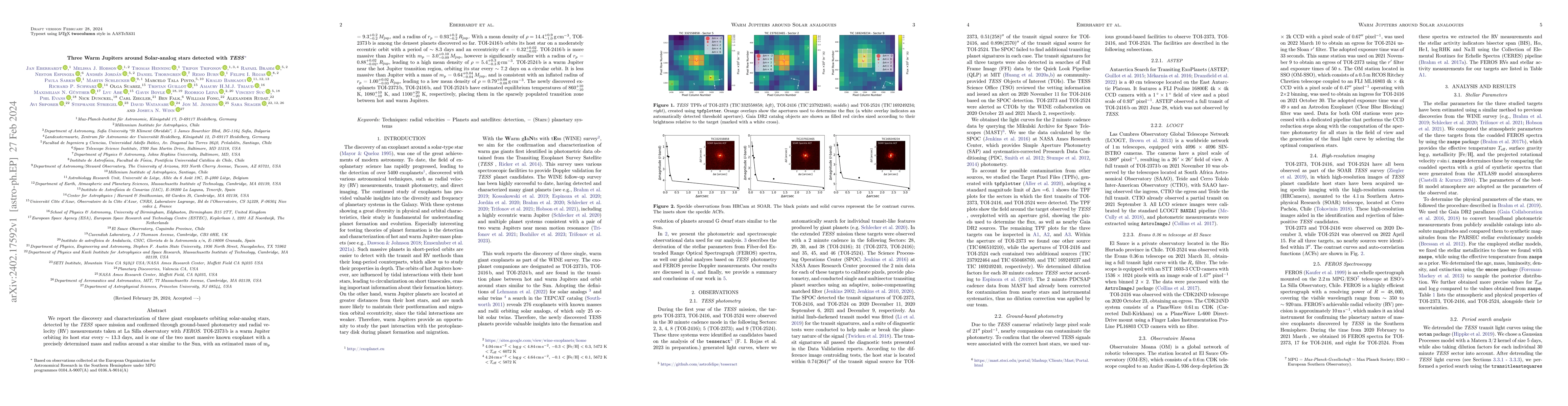 Thumbnail for Three Warm Jupiters around Solar-analog stars detected with TESS