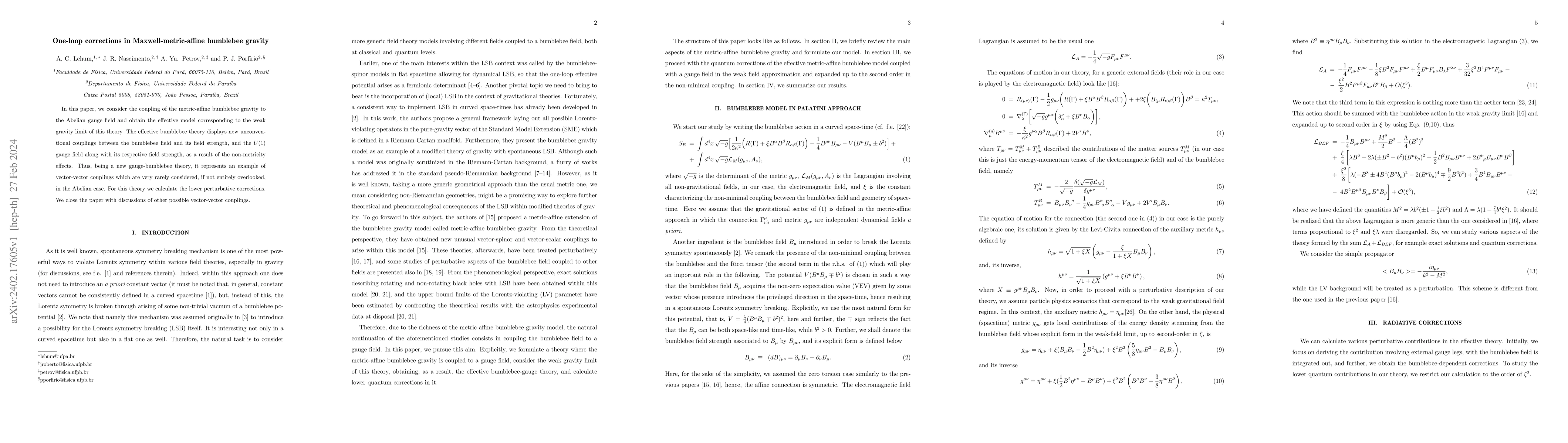 Thumbnail for One-loop corrections in Maxwell-metric-affine bumblebee gravity
